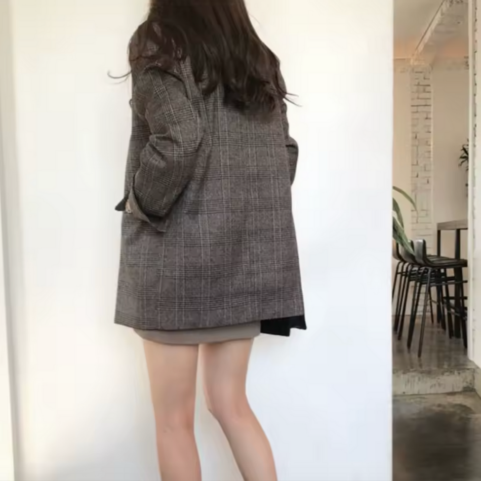 Blazer Cuadros Algodón Estilo British