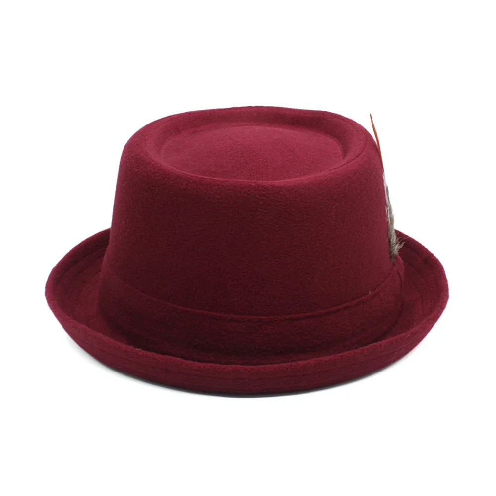 Navarita | Retro Jazz Wool Fedora Hat with Feather Accent