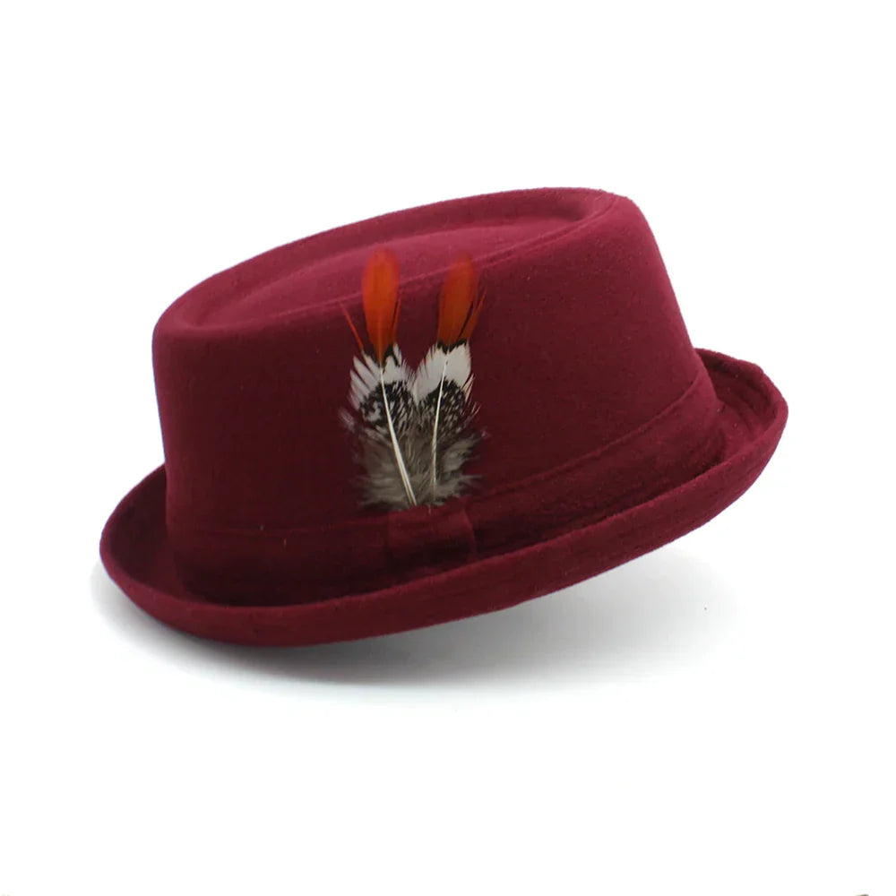 Navarita | Retro Jazz Wool Fedora Hat with Feather Accent