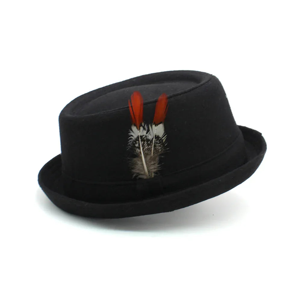 Navarita | Retro Jazz Wool Fedora Hat with Feather Accent