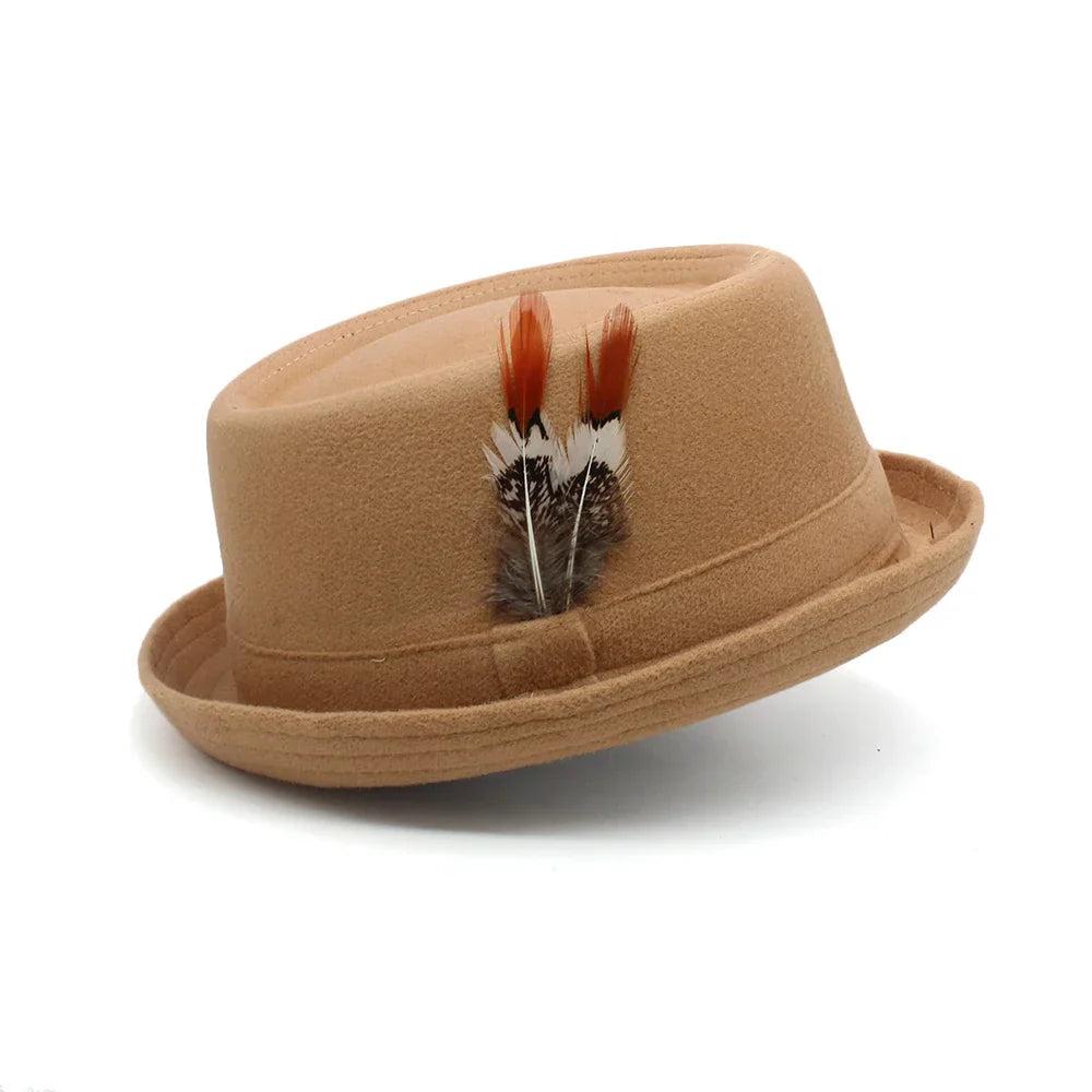 Navarita | Retro Jazz Wool Fedora Hat with Feather Accent