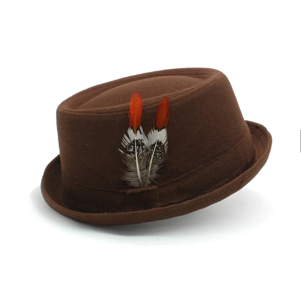 Navarita | Retro Jazz Wool Fedora Hat with Feather Accent