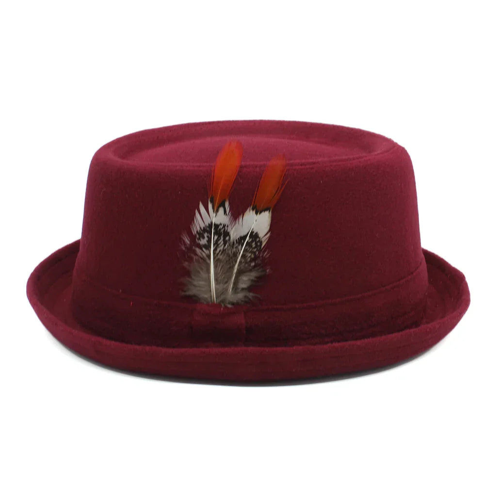 Navarita | Retro Jazz Wool Fedora Hat with Feather Accent