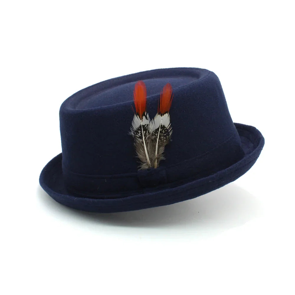 Navarita | Retro Jazz Wool Fedora Hat with Feather Accent