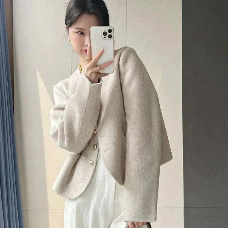 Navarita | Vintage Wool-Blend Short Coat in Light Pink