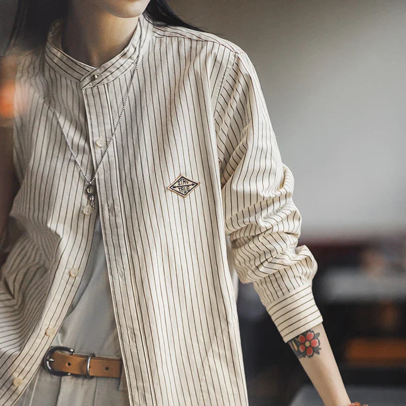 Navarita | Striped Collar Cotton Shirt