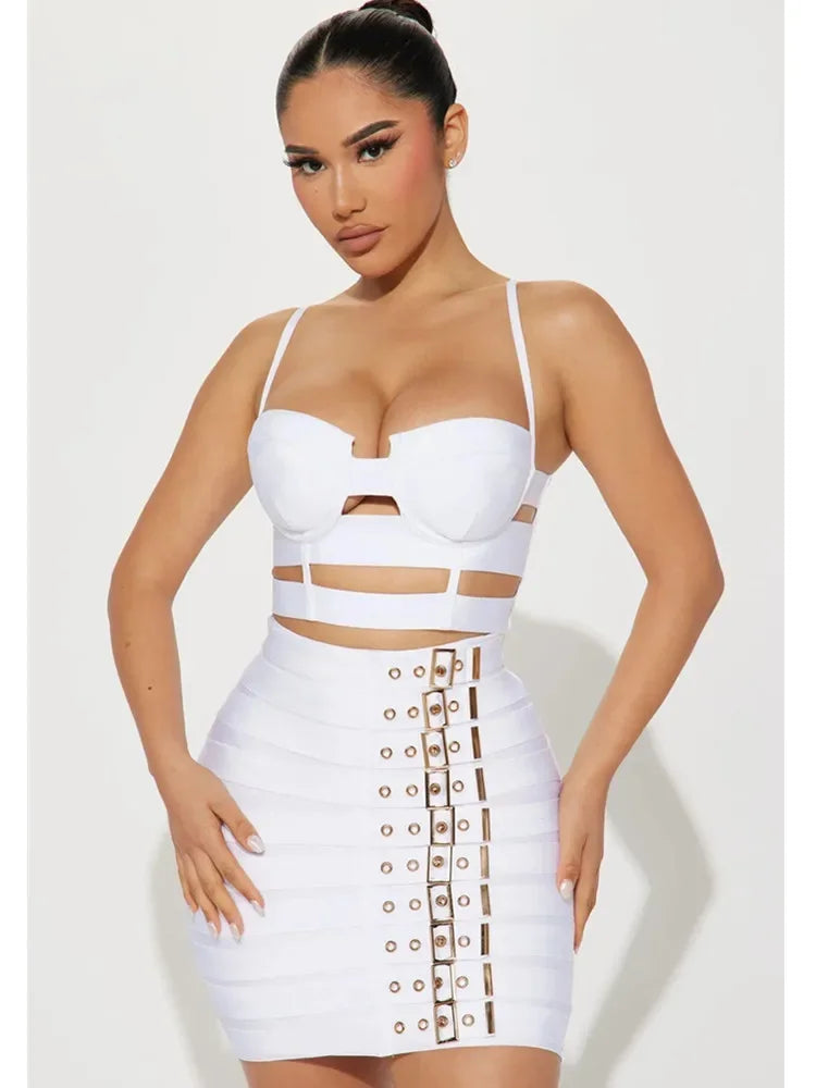 Navarita | Elegant Strap Cut-Out Bandage Mini Dress