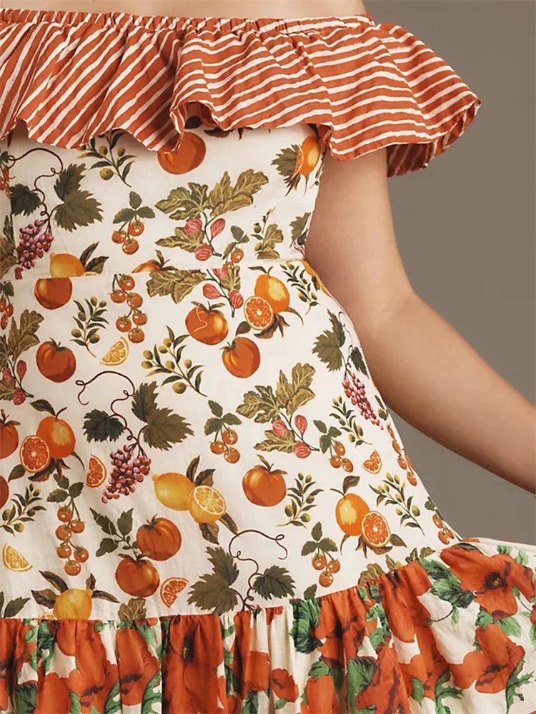 Navarita | Tropical Ruffle Maxi Dress