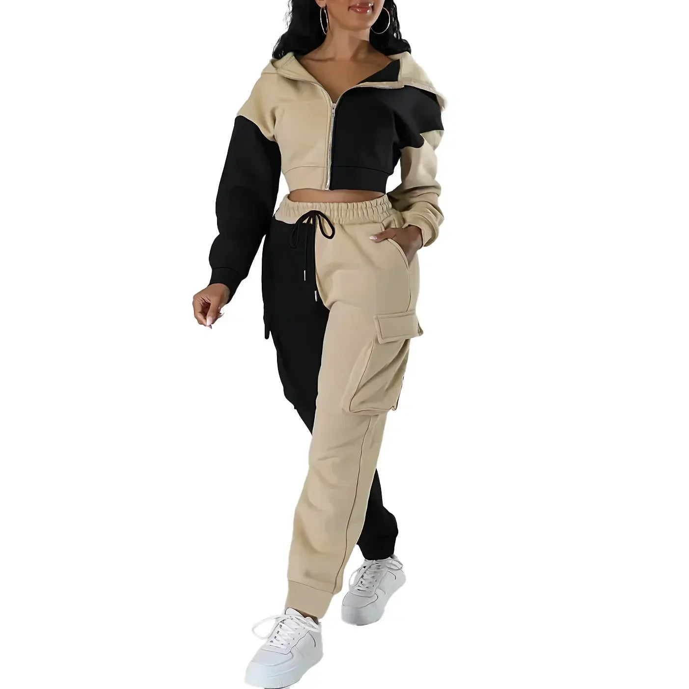 Navarita | Colorblock Cargo Hoodie Set