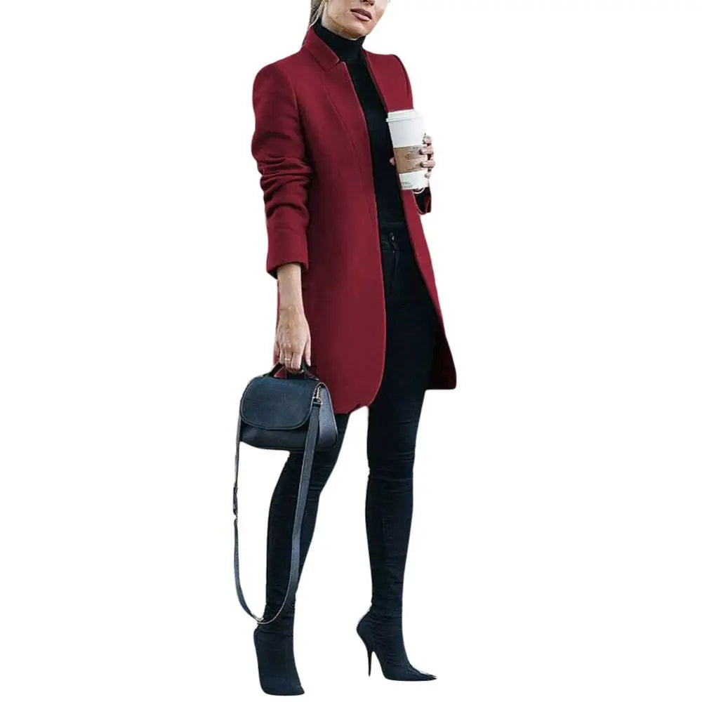 Navarita | Stand Collar Longline Woolen Coat