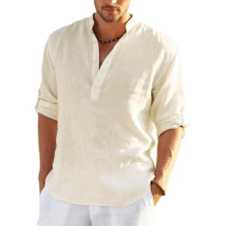 Navarita | Solid Color Casual Linen T-Shirt
