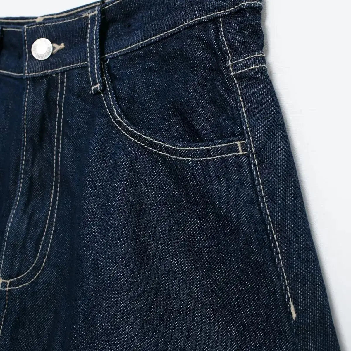 Navarita | Vintage High-Waist Balloon Denim Mini Skirt