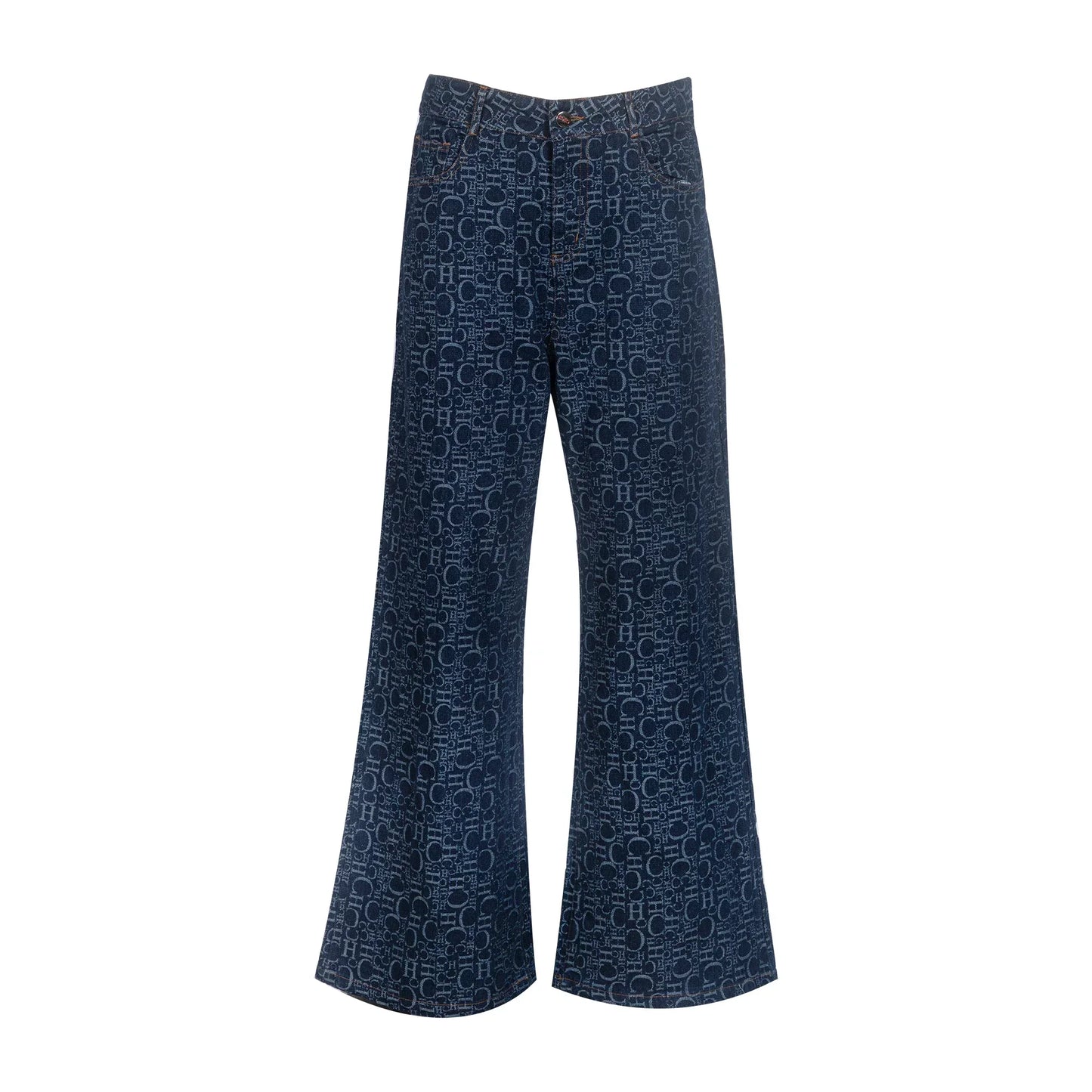 Navarita | Retro Printed High Waist Wide-Leg Denim