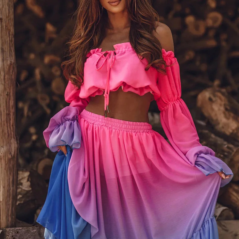 Navarita | Sunset Ombre Off-Shoulder Set