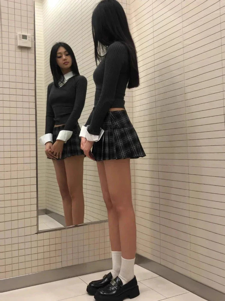 Navarita | Plaid Side Split Mini Skirt