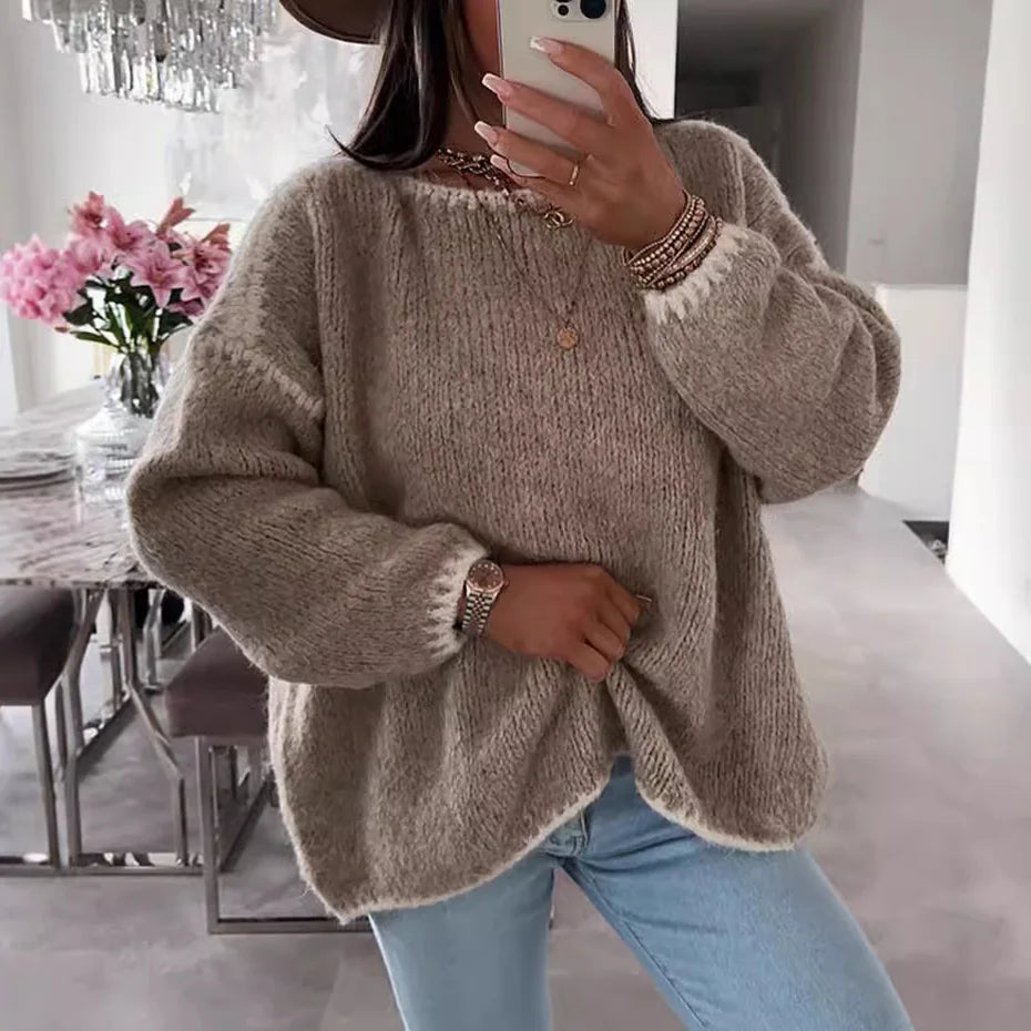 Navarita | Casual Knitted Puff Sleeve Pullover