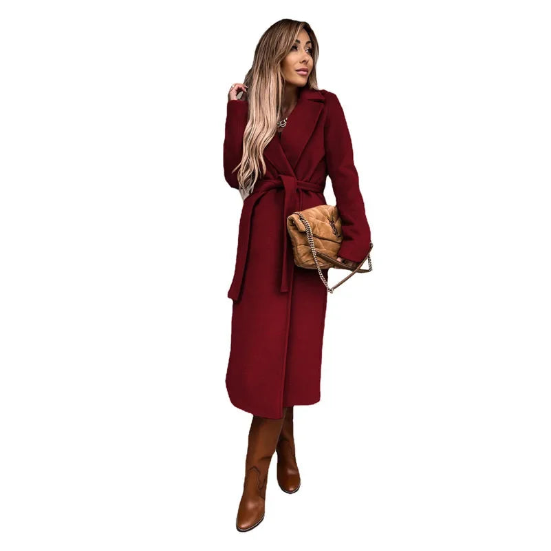 Navarita | Olivia Tie-Belt Woolen Long Coat