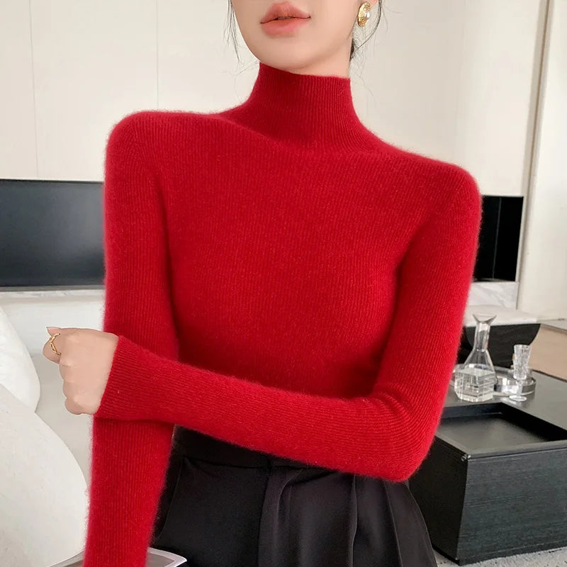 Navarita | Slim Fit High-Stretch Turtleneck Wool Sweater