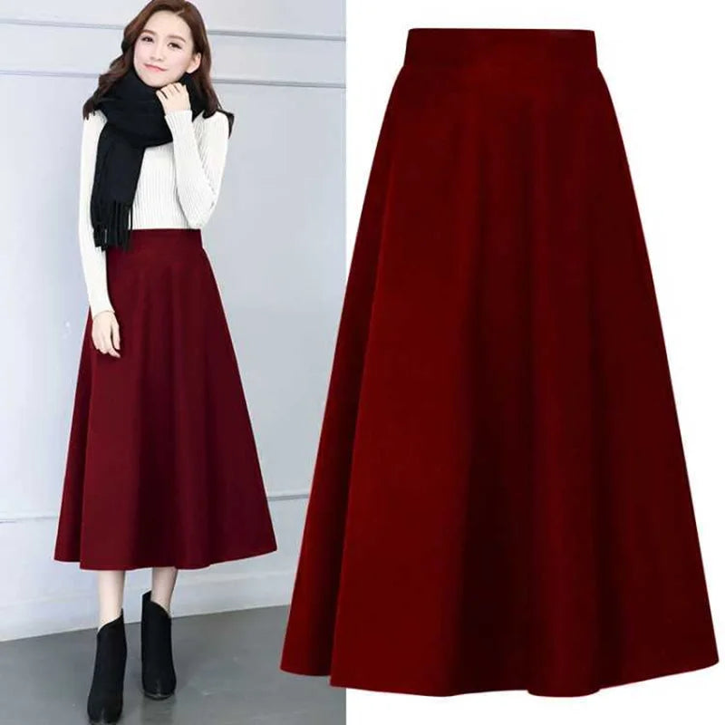 Navarita | Elegant Wool-Blend Maxi Skirt with Pockets