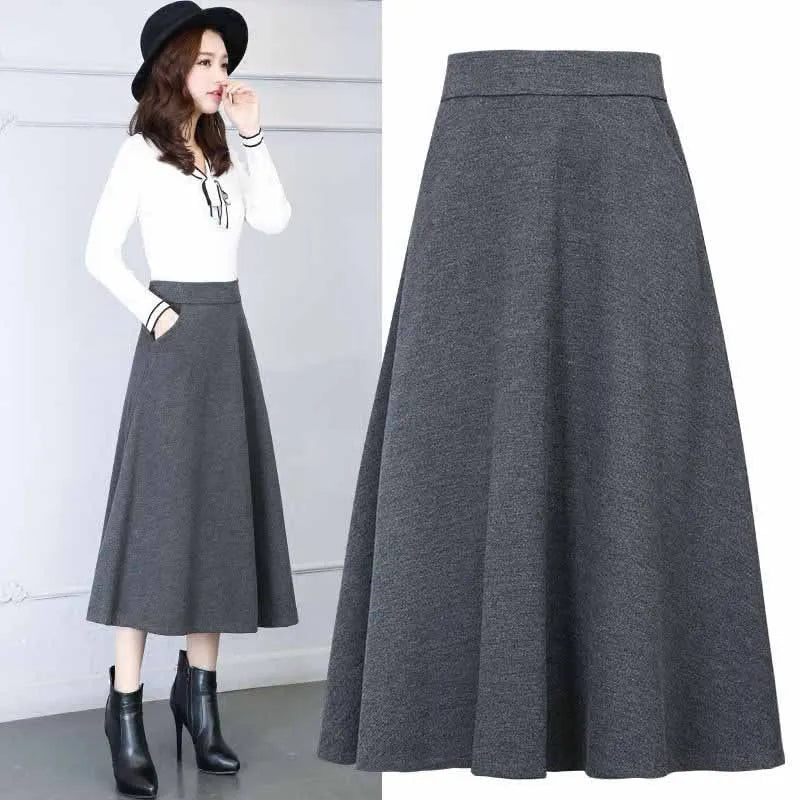 Navarita | Elegant Wool-Blend Maxi Skirt with Pockets