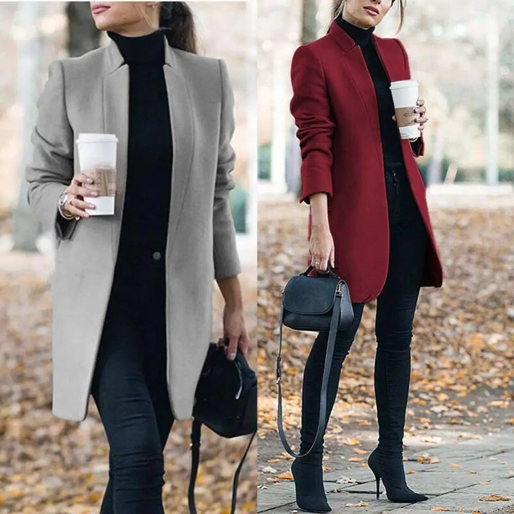 Navarita | Stand Collar Longline Woolen Coat