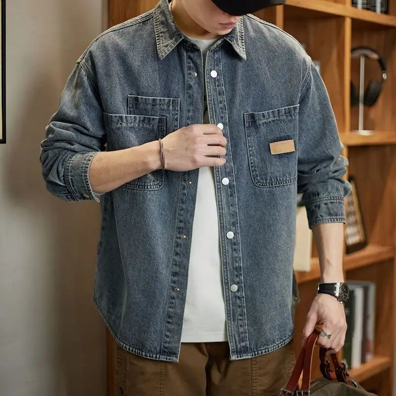 Navarita | Vintage Wash Denim Overshirt with Utility Pockets