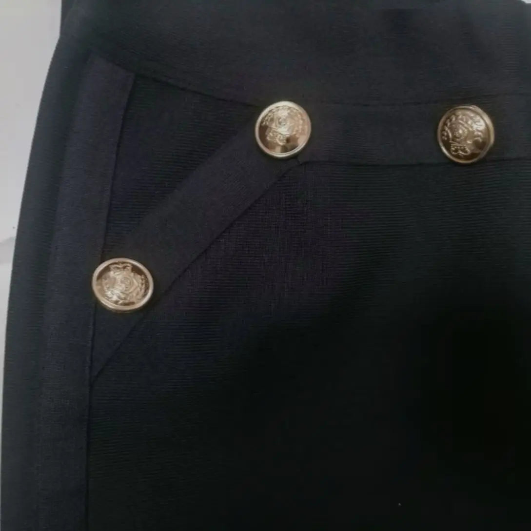 Navarita | Gold-Button Flare Elegance Pants