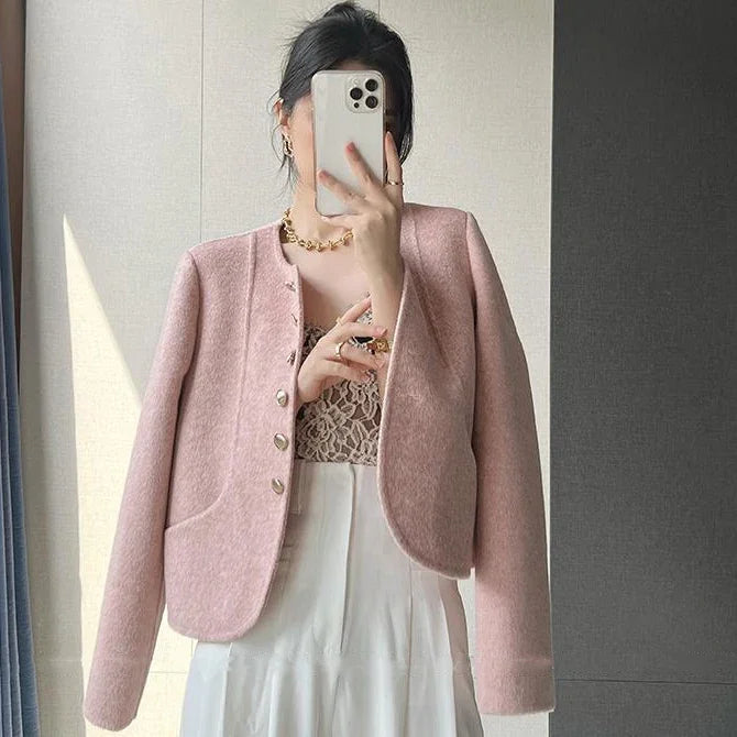 Navarita | Vintage Wool-Blend Short Coat in Light Pink