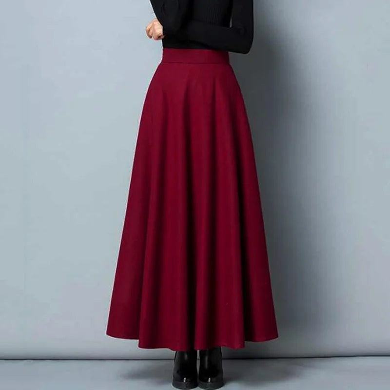 Navarita | Elegant Wool-Blend Maxi Skirt with Pockets