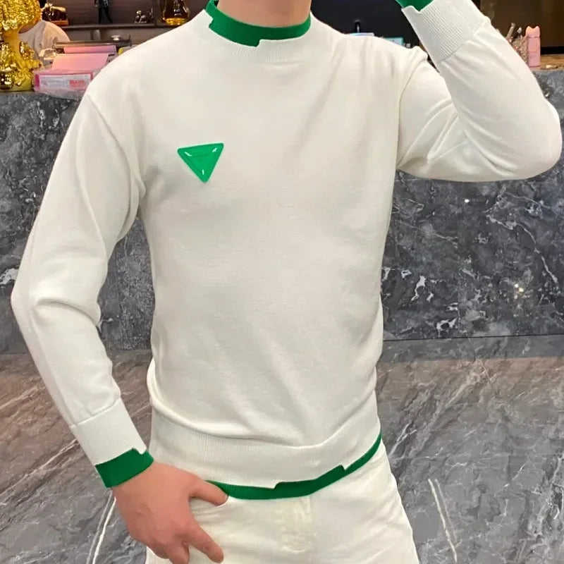 Navarita | Contrast Green Detail Knit Sweatshirt