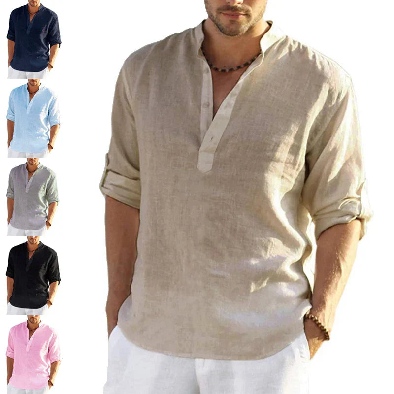 Navarita | Solid Color Casual Linen T-Shirt