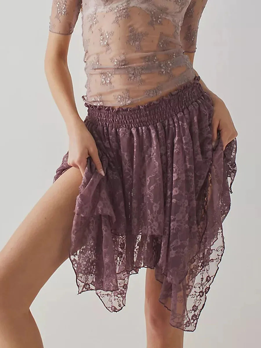 Navarita | Irregular Lace Skirt with Vintage Charm