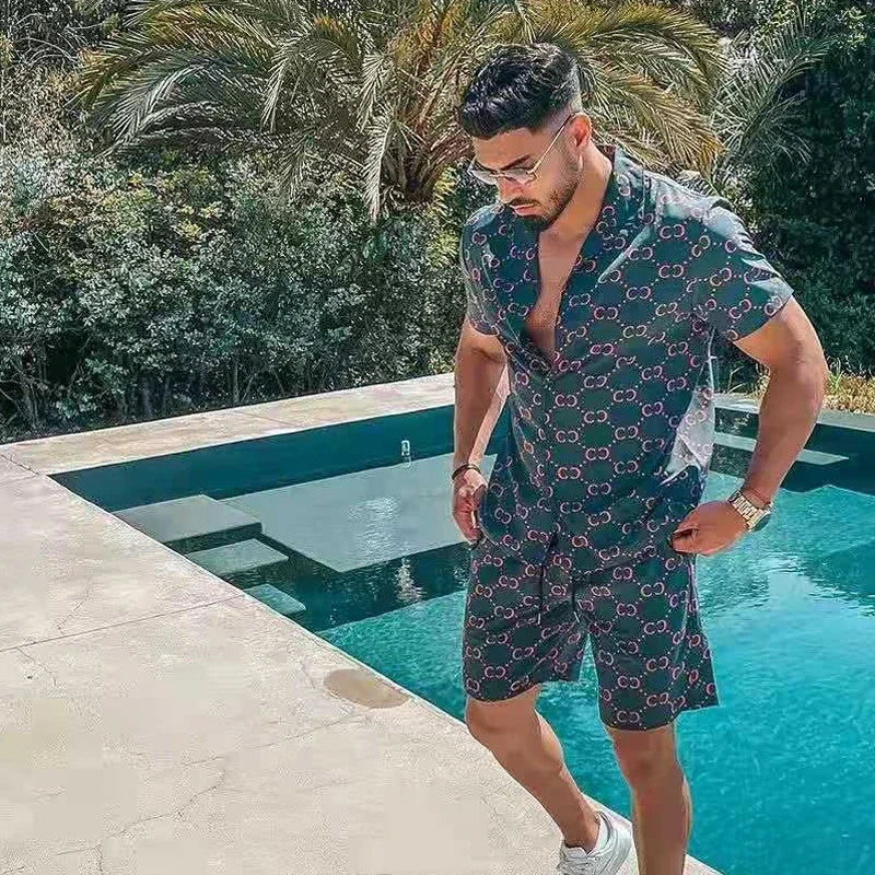 Navarita | Printed Summer Set with Lapel Shirt & Shorts