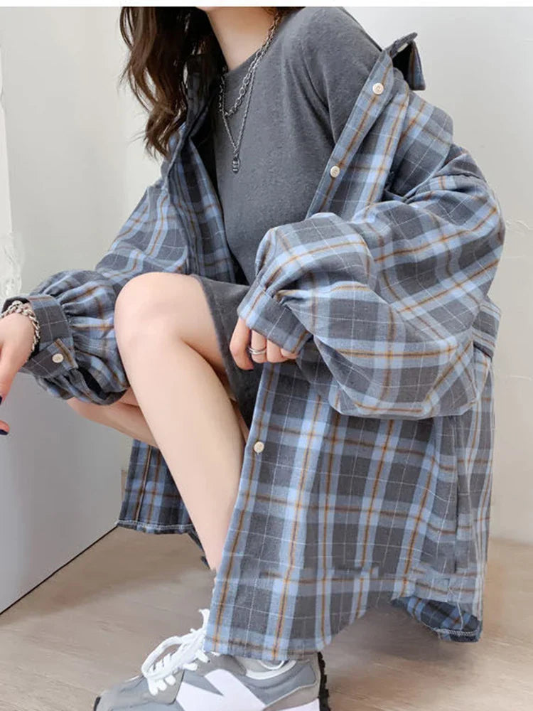 Navarita | Oversized Plaid Cotton Shirt
