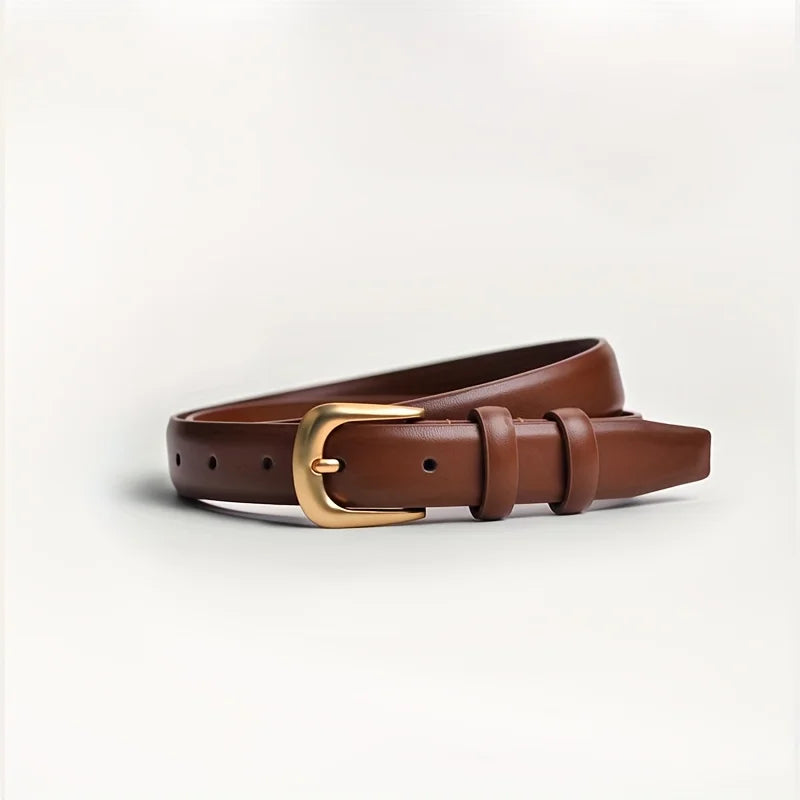 Navarita | Classic PU Leather Belt with Gold Buckle