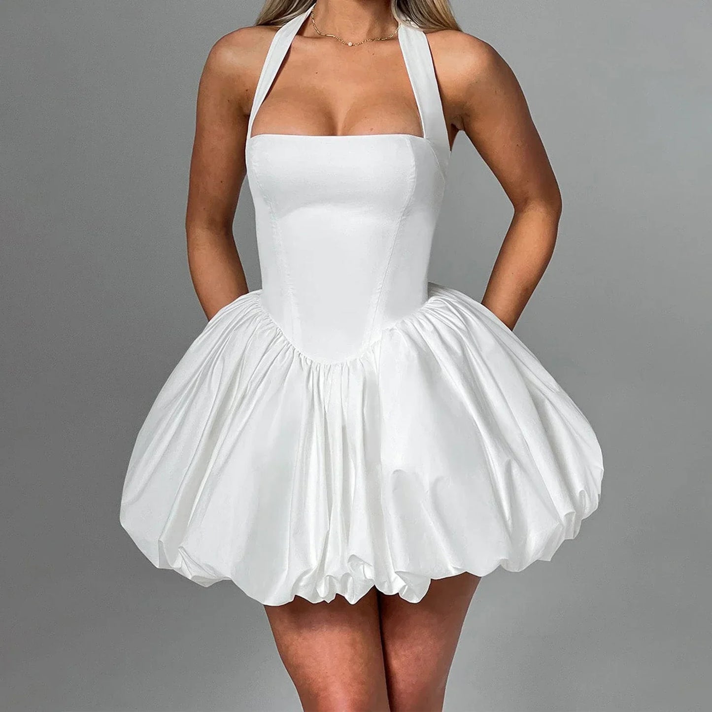 Navarita | Corset Flare Halter Dress