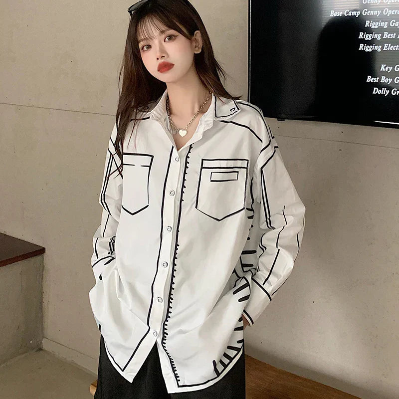 Navarita | Sketchline Printed Oversize Shirt
