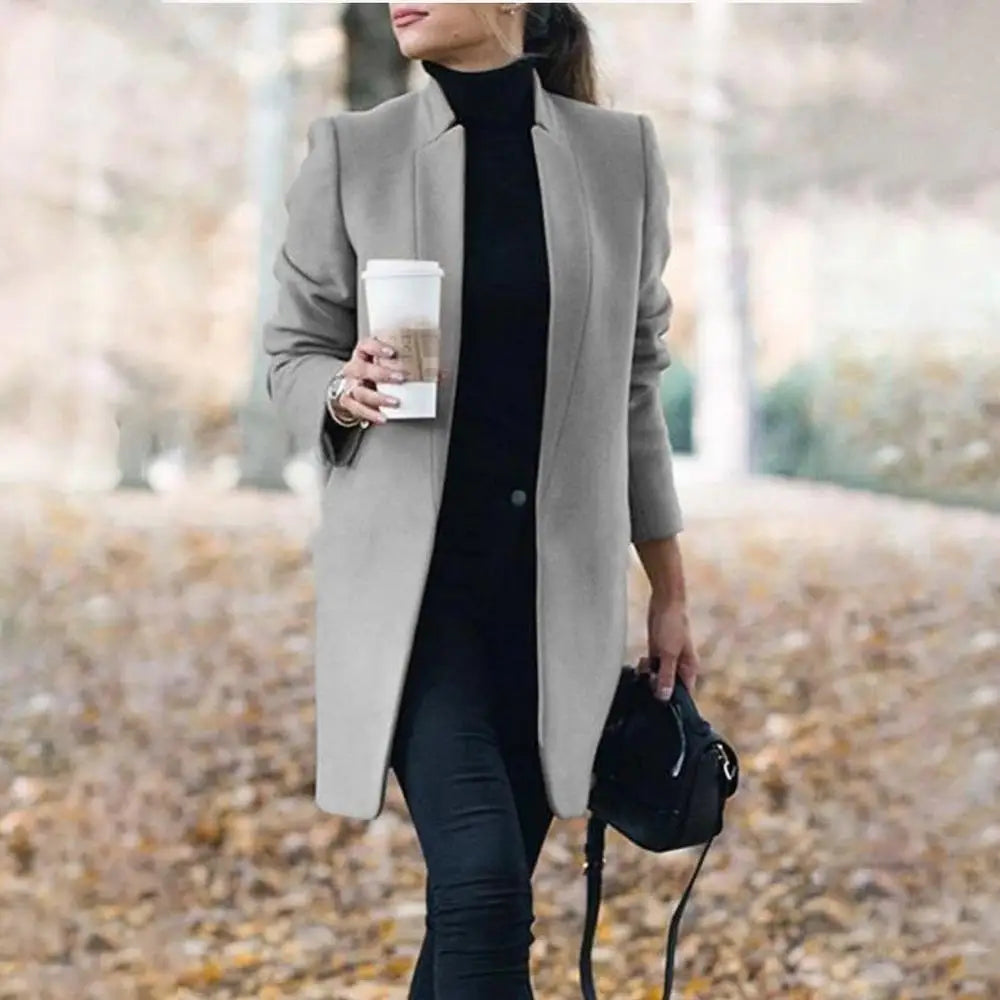 Navarita | Stand Collar Longline Woolen Coat