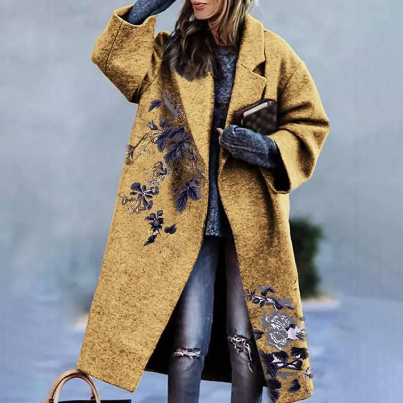 Navarita | Vintage Floral Embroidered Long Coat