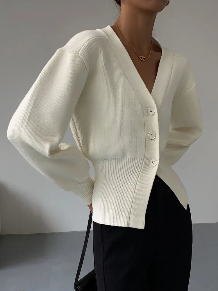 Navarita | Soft V-Neck Buttoned Knit Cardigan