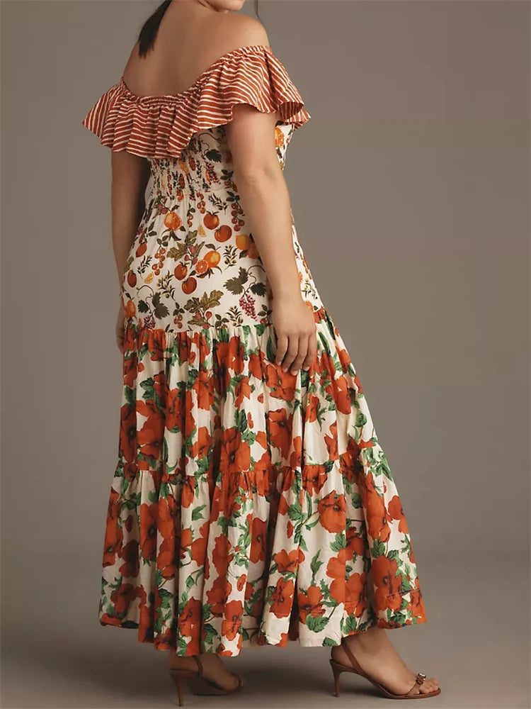 Navarita | Tropical Ruffle Maxi Dress