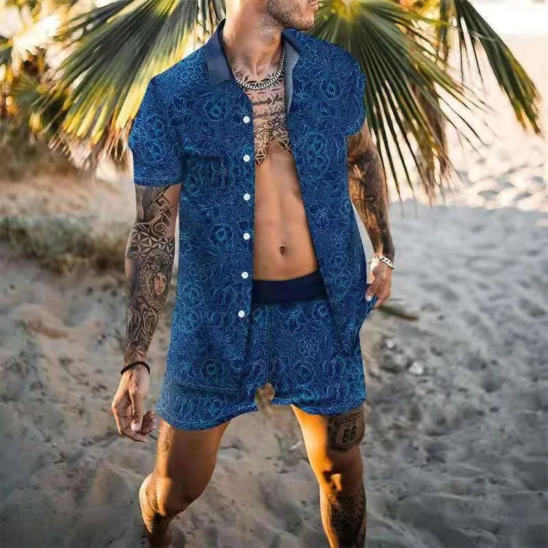 Navarita | Printed Summer Set with Lapel Shirt & Shorts