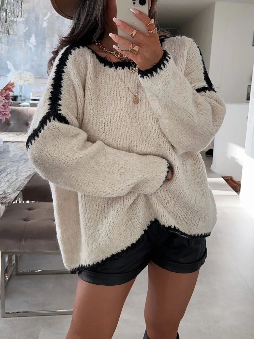 Navarita | Casual Knitted Puff Sleeve Pullover