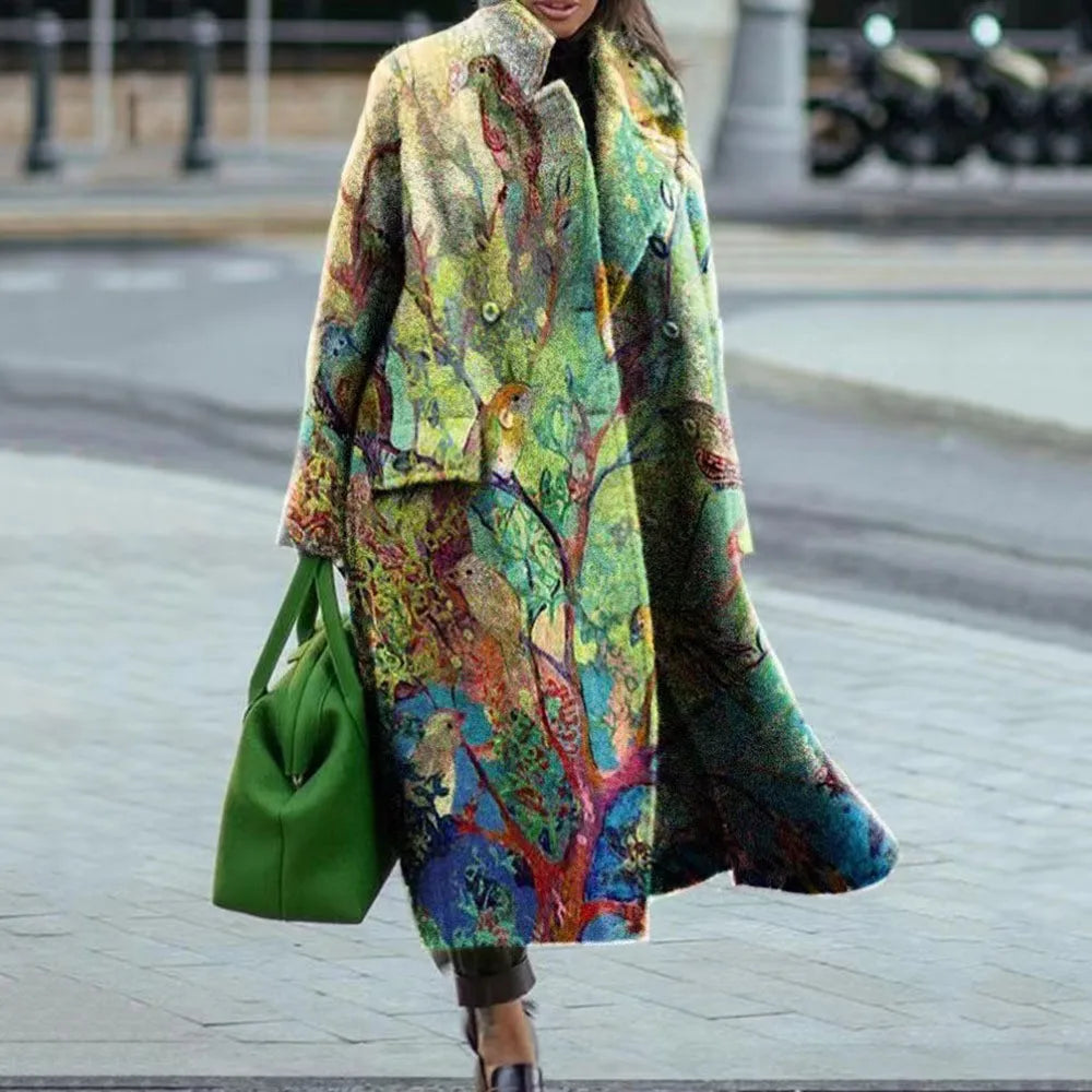 Navarita | Vintage Floral Embroidered Long Coat