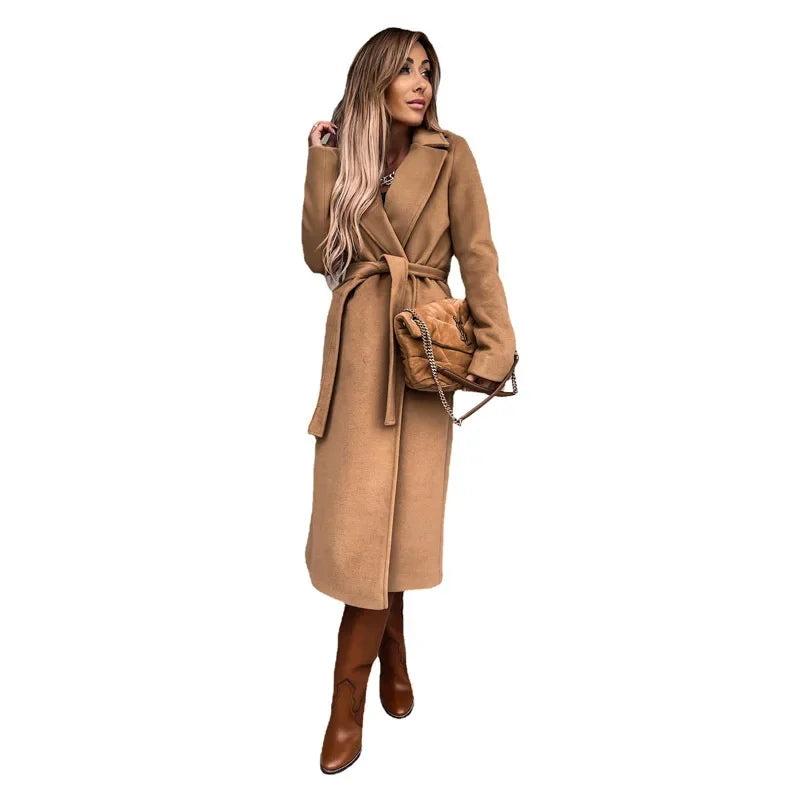 Navarita | Olivia Tie-Belt Woolen Long Coat