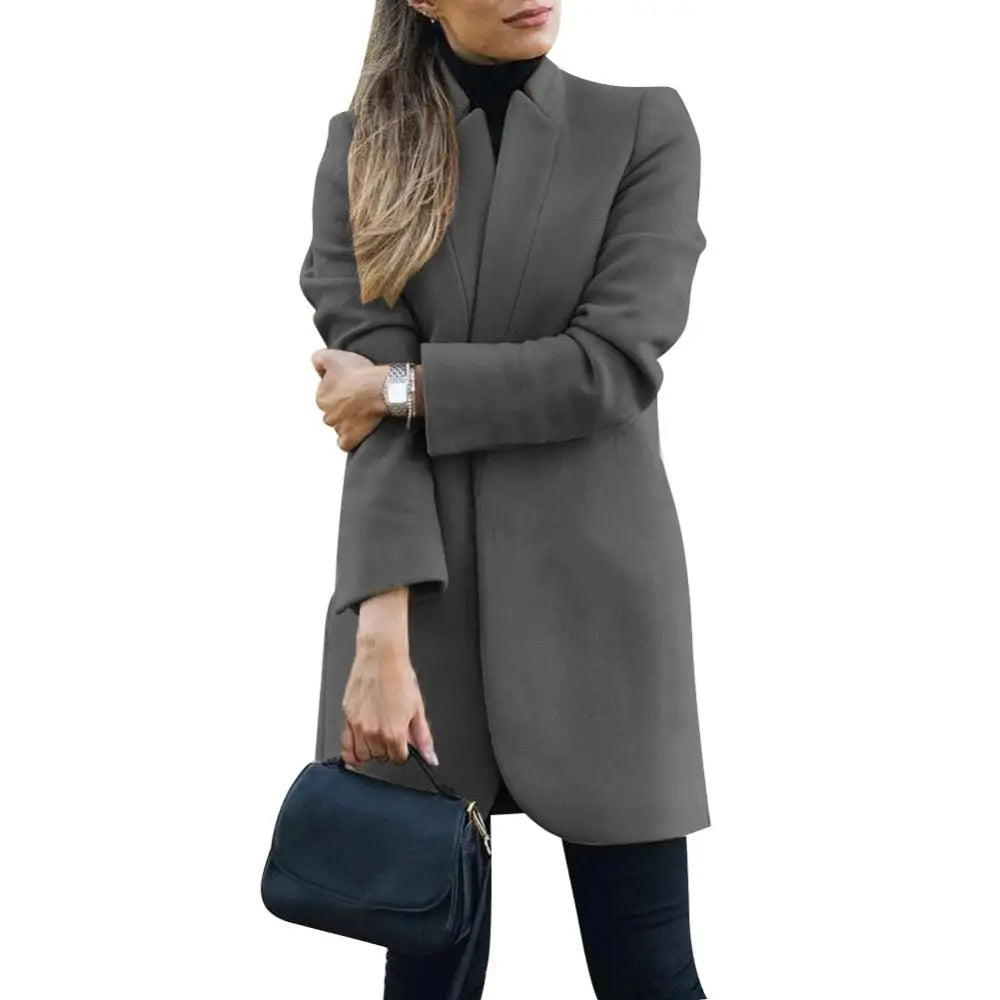 Navarita | Stand Collar Longline Woolen Coat