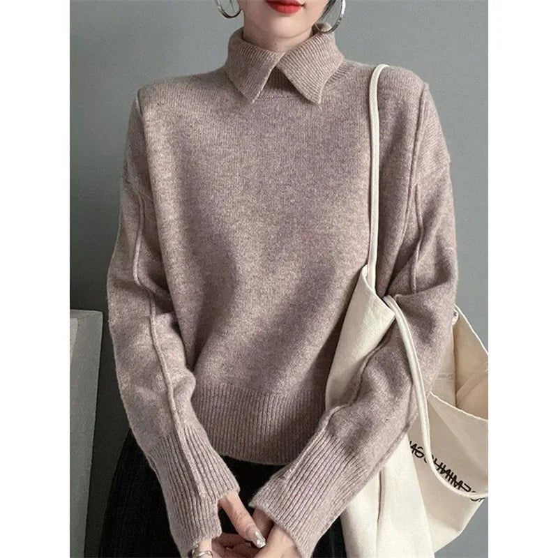Navarita | Autumn Knit Pullover with Collar Detail