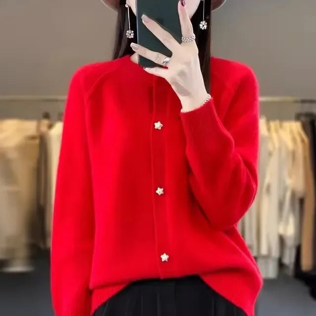 Navarita | Slim Knit Cardigan with Star Buttons