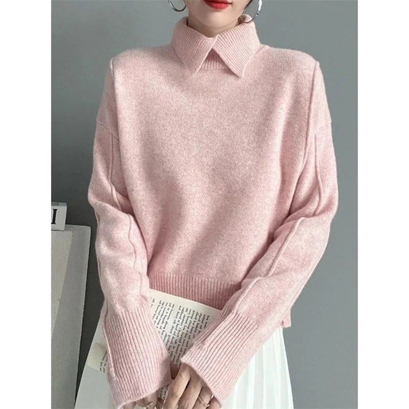 Navarita | Autumn Knit Pullover with Collar Detail