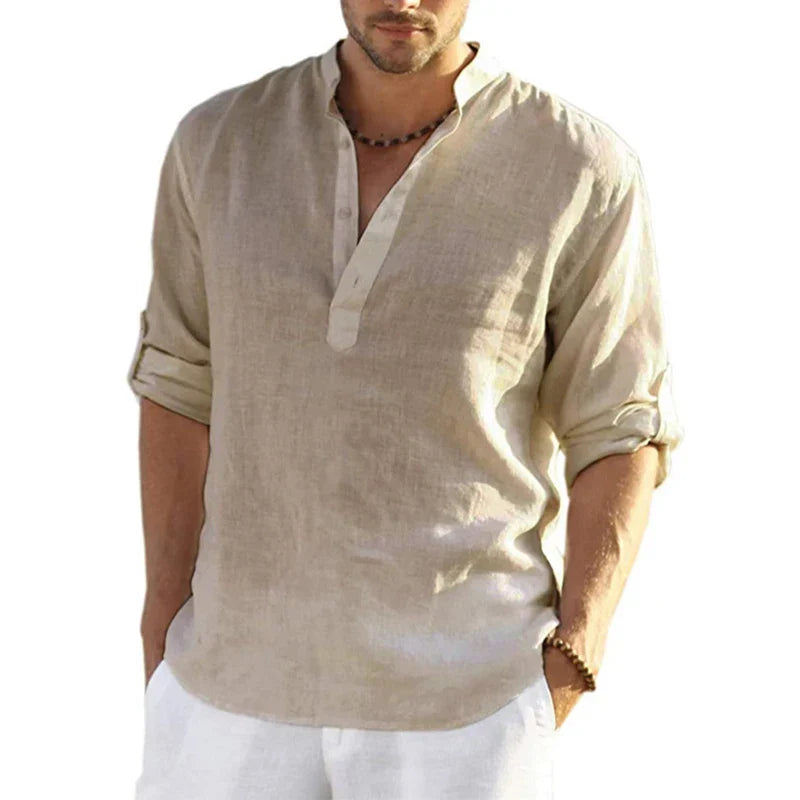 Navarita | Solid Color Casual Linen T-Shirt